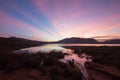 Stunning sunrise of landscape lake Mengkuang Dam. Royalty Free Stock Photo