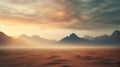 Stunning Sunrise Landscape Photography: Majestic Desert Mountains And Godrays Royalty Free Stock Photo