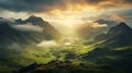 Stunning Sunrise Landscape Photography With Majestic Mountain Godrays Royalty Free Stock Photo