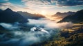 Stunning Sunrise Landscape Photography With Majestic Mountain Godrays Royalty Free Stock Photo