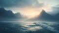 Stunning Sunrise Ocean Photography With Majestic Godrays And Mountain Clouds Royalty Free Stock Photo