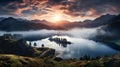 Stunning Sunrise Over Crescent Lake: Captivating High-resolution Photography