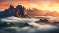 Stunning Sunrise Photography: Majestic Mountain Range With Godrays Royalty Free Stock Photo