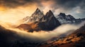 Stunning Sunrise Photography: Majestic Mountain Range With Godrays Royalty Free Stock Photo