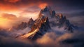 Stunning Sunrise Photography: Majestic Mountain Range With Godrays Royalty Free Stock Photo