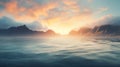 Ethereal Landscape: Serene Seascapes With Mountain Backdrop Royalty Free Stock Photo