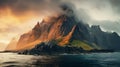 8k Resolution Landscape: Majestic Mountains In The Ocean Royalty Free Stock Photo