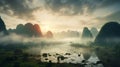 Misty Mountain Sunrise: Vray Tracing And Naturalistic Rendering