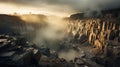 Dramatic Canyon Landscape With Terraced Cityscapes - Michal Karcz Style