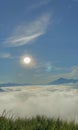 Stunning sunrise over the Takengon mountains, with thick clouds Royalty Free Stock Photo