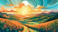 Psychedelic Sunset: A Large-scale Canvas Inspired By Faith And Precisionist Art