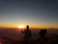 Stunning sunrise panorama on Mount Merbabu