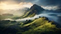 Stunning Sunrise Photography: Majestic Mountains And Godrays Royalty Free Stock Photo