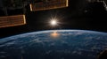 Stunning sunrise viewed from the international space station Royalty Free Stock Photo