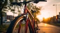 Stunning Sunset Bicycle: Close-up Shot With Vibrant Colors