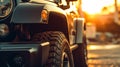 Stunning Sunset Close-up: Jeep Parked On Roadside, Sony Alpha A7 Mark Iv