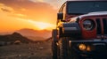 Stunning Sunset Close-up: Jeep Parked On Roadside, Sony Alpha A7 Mark Iv