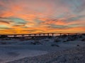 Sunset Colors the Sky over Basnight Bridge and Oregon Inlet on the Outer Banks Royalty Free Stock Photo