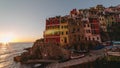 Sunset at the coast of Italy in Cinque Terre, Tuscany - 4K time-lapse