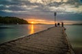 Stunning sunset from Little beach pier in Port Stephens Royalty Free Stock Photo