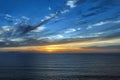 Stunning sunset off the coast of Oxnard, California in the Channel Islands Royalty Free Stock Photo
