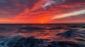A stunning sunset over the ocean with breathtaking orange and pink hues painting the sky created with Generative AI