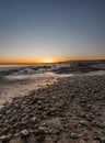 Stunning sunset over the rocky beach and serene ocean. Martha's Vineyard, Massachusetts Royalty Free Stock Photo