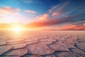 Stunning sunset over the salt flats of Uyuni in Royalty Free Stock Photo