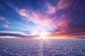 Stunning sunset over the salt flats of Uyuni in Royalty Free Stock Photo