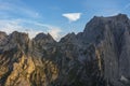 Stunning sunset at Prokletije mountain, Montenegro. View from Volusnica peak.