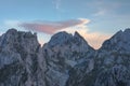 Stunning sunset at Prokletije mountain, Montenegro. View from Volusnica peak.