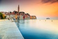 Stunning sunset with Rovinj old town,Istria region,Croatia,Europe Royalty Free Stock Photo