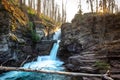 Stunning Sunset on Saint Mary Falls, Glacier National Park, Montana Royalty Free Stock Photo