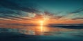 Stunning Sunset Seascape Ocean Reflection Dramatic Sky Royalty Free Stock Photo