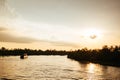 Mekong River Sunset in Vietnam Royalty Free Stock Photo