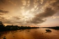 Mekong River Sunset in Vietnam Royalty Free Stock Photo