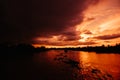 Mekong River Sunset in Vietnam Royalty Free Stock Photo