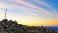 Stunning sunset from summit of Mt. Wellington, Tasmania, Australia. Royalty Free Stock Photo