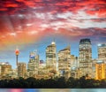 Stunning sunset view of Sydney skyline, Australia Royalty Free Stock Photo