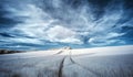 Stunning surreal false color infrared Summer landscape over agricultural fields