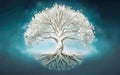 A stunning, surreal illustration of a colossal white tree of life