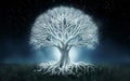 A stunning, surreal illustration of a colossal white tree of life