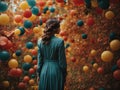 Stunning surreal landscape featuring pastel balloons. 3D-rendered