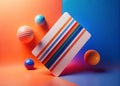 Stunning Surreal Striped Card Explore Abstract 3D Luminous Objects and Minimalist Drawings in a Captivating Visual