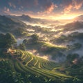 Stunning Tea Plantation at Sunrise