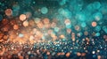 Teal and Coral Bokeh Background with Abstract Blur and Silver Highlights