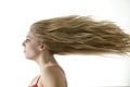 Stunning teenage girl with extreme blowing hair Royalty Free Stock Photo