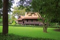 Stunning Thai style traditional vintage wooden house in Sanam Chan, Thailand Royalty Free Stock Photo