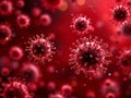 A Captivating TiltShift Microscopy Image of a Dark Red Floating Pathogen Unveiling Microscopic Details of a Potential