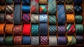 Fathers Tie Collection on Wooden Rack with Pocket Square and Dress Shoes Royalty Free Stock Photo